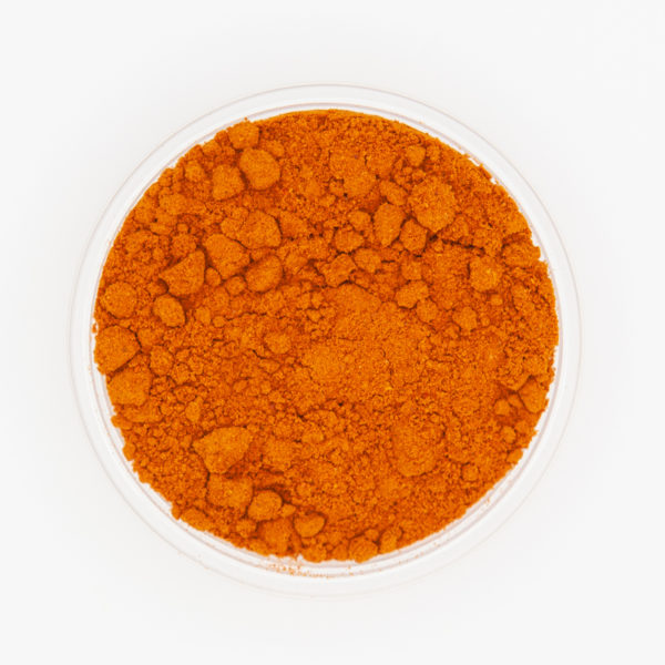 Bright Orange Red Ground 40K Cayenne Pepper Up Close Texture From Above On White Background